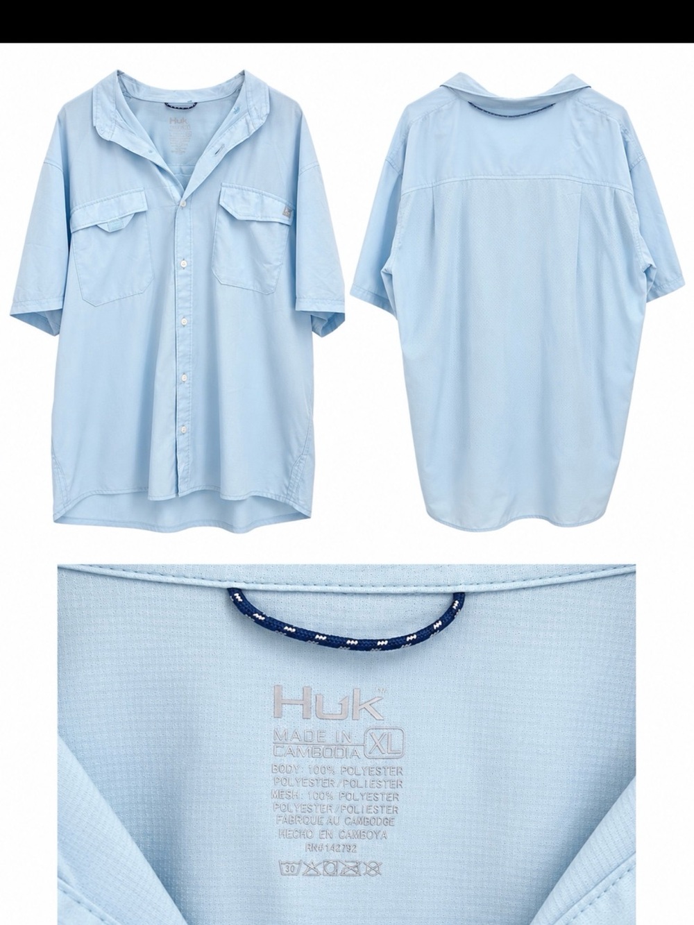 Huk Men’s Light Blue Short Sleeve Button-Down Shirt